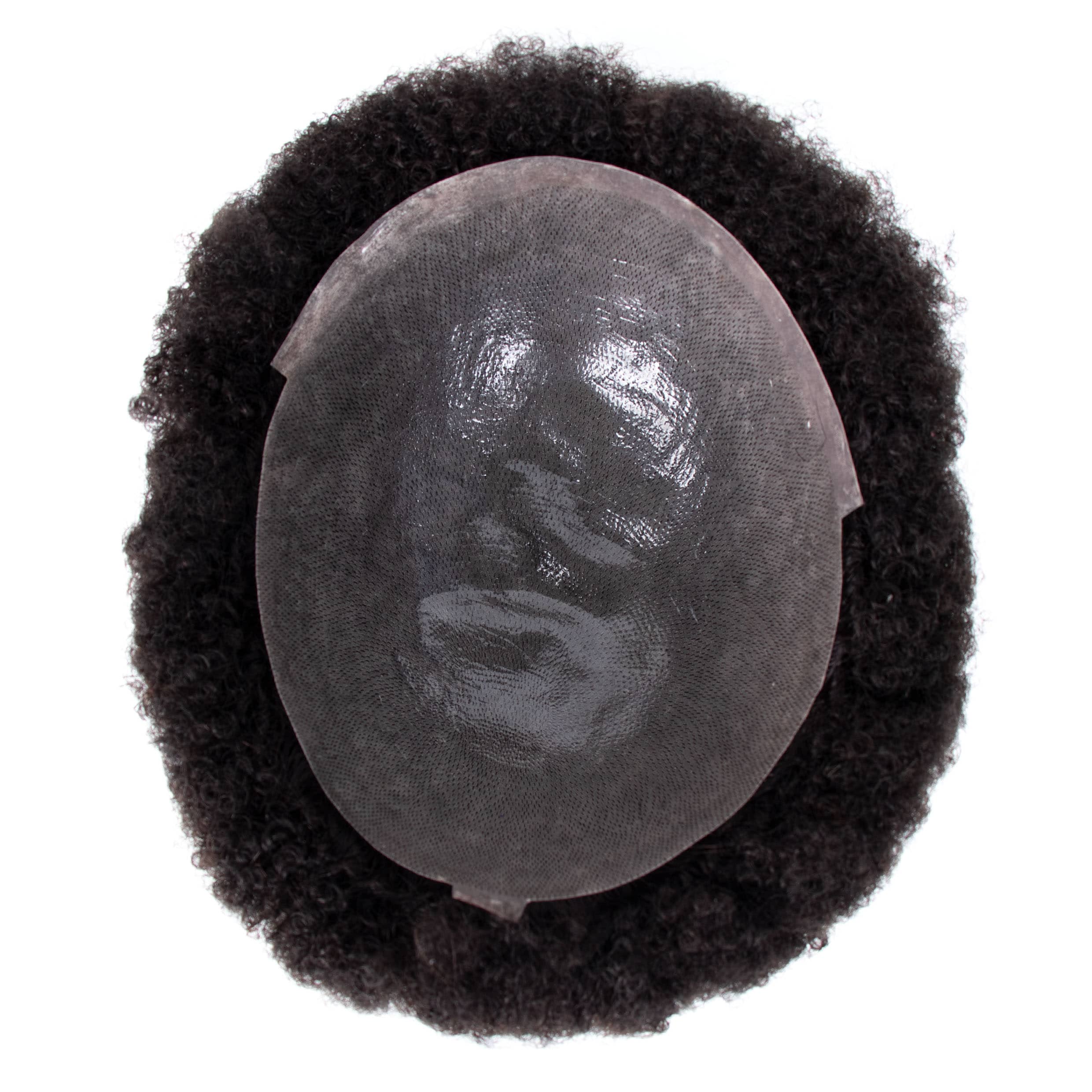 GEXWIGS afroamerikanisches Afro-Männerhaarsystem mit 0,12 mm V-förmiger Hautbasis 