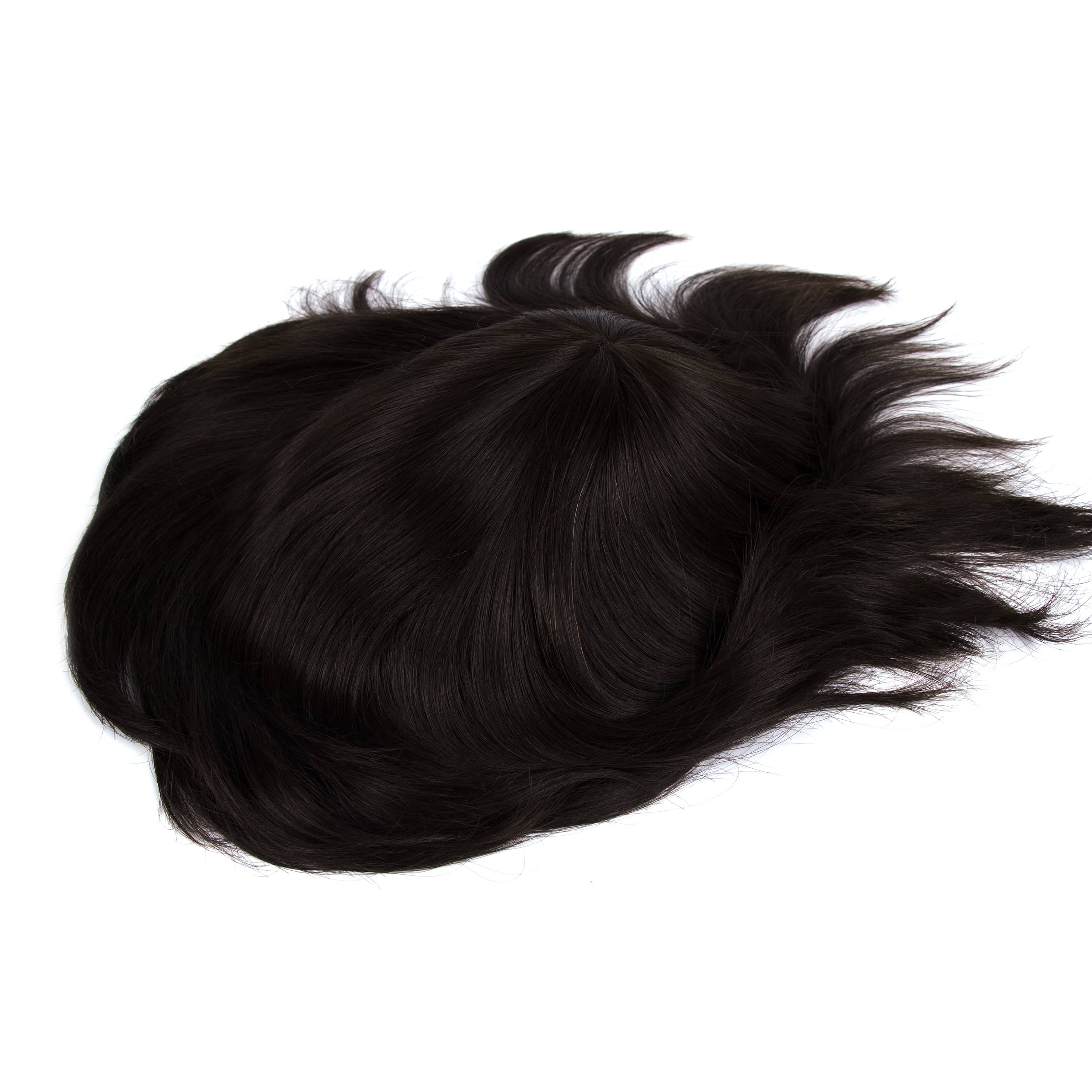 GEXWIGS Erkekler için 8 inç İnce Cilt Enjekte Saç Perukları Avrupa Saçı