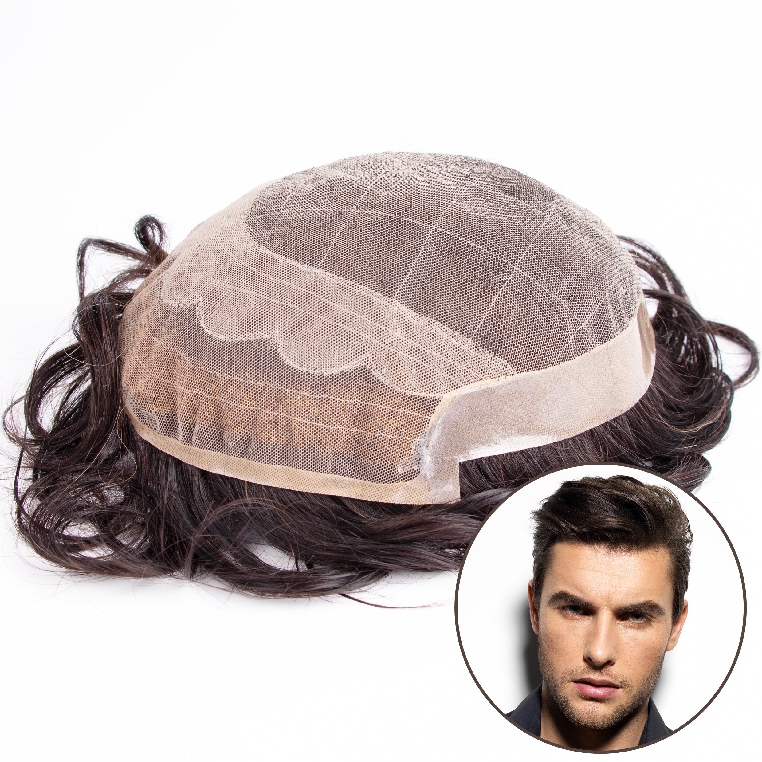 GEXWIGS Asian Lace With PU Toupee Human Hair Replacement Hair Piece | NewOCT.