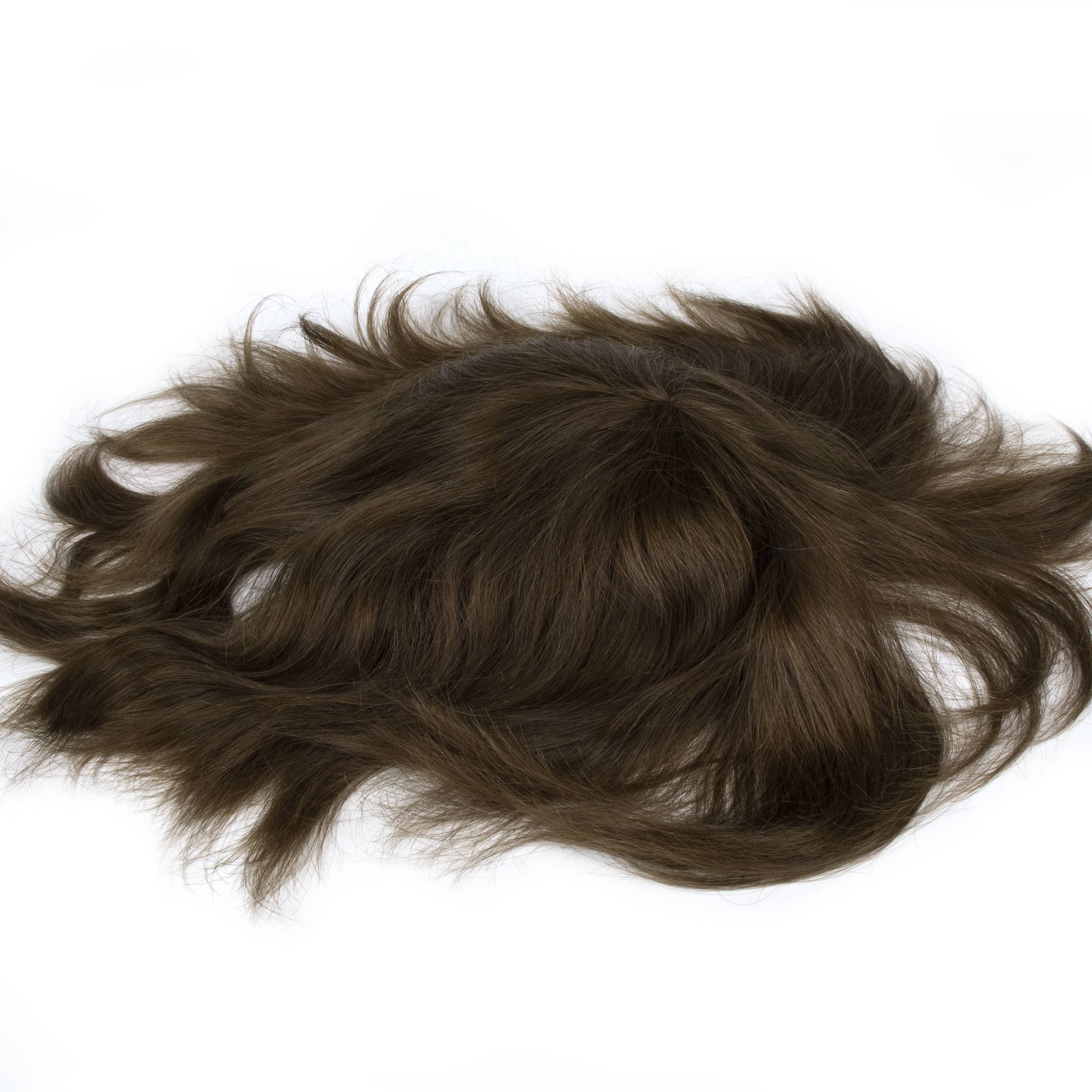 GEXWIGS Pelucas de cabello inyectado de piel delgada de 8 pulgadas para hombres Cabello europeo