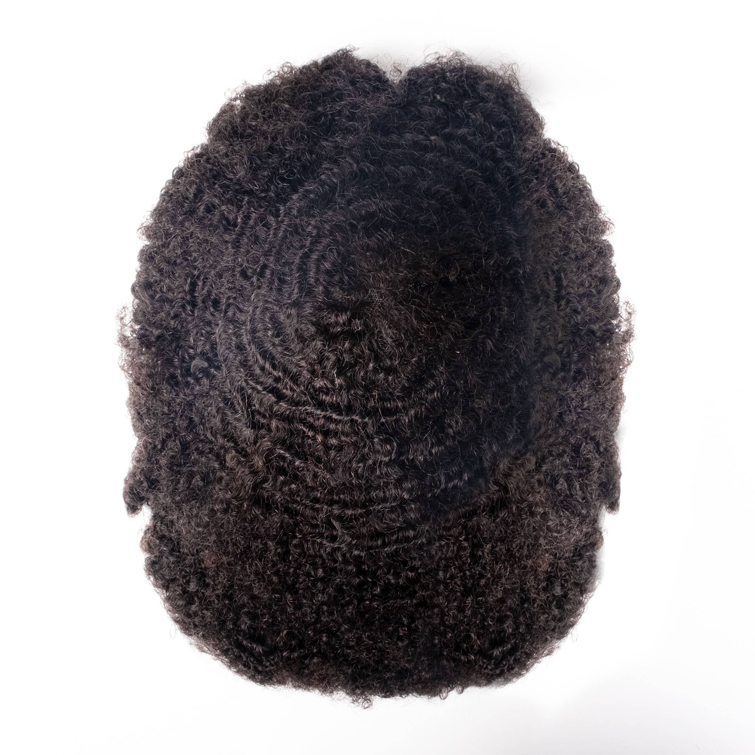 GEXWIGS Sistema de cabello para hombres afroamericanos afro con base de piel con bucle en V de 0.12 mm 