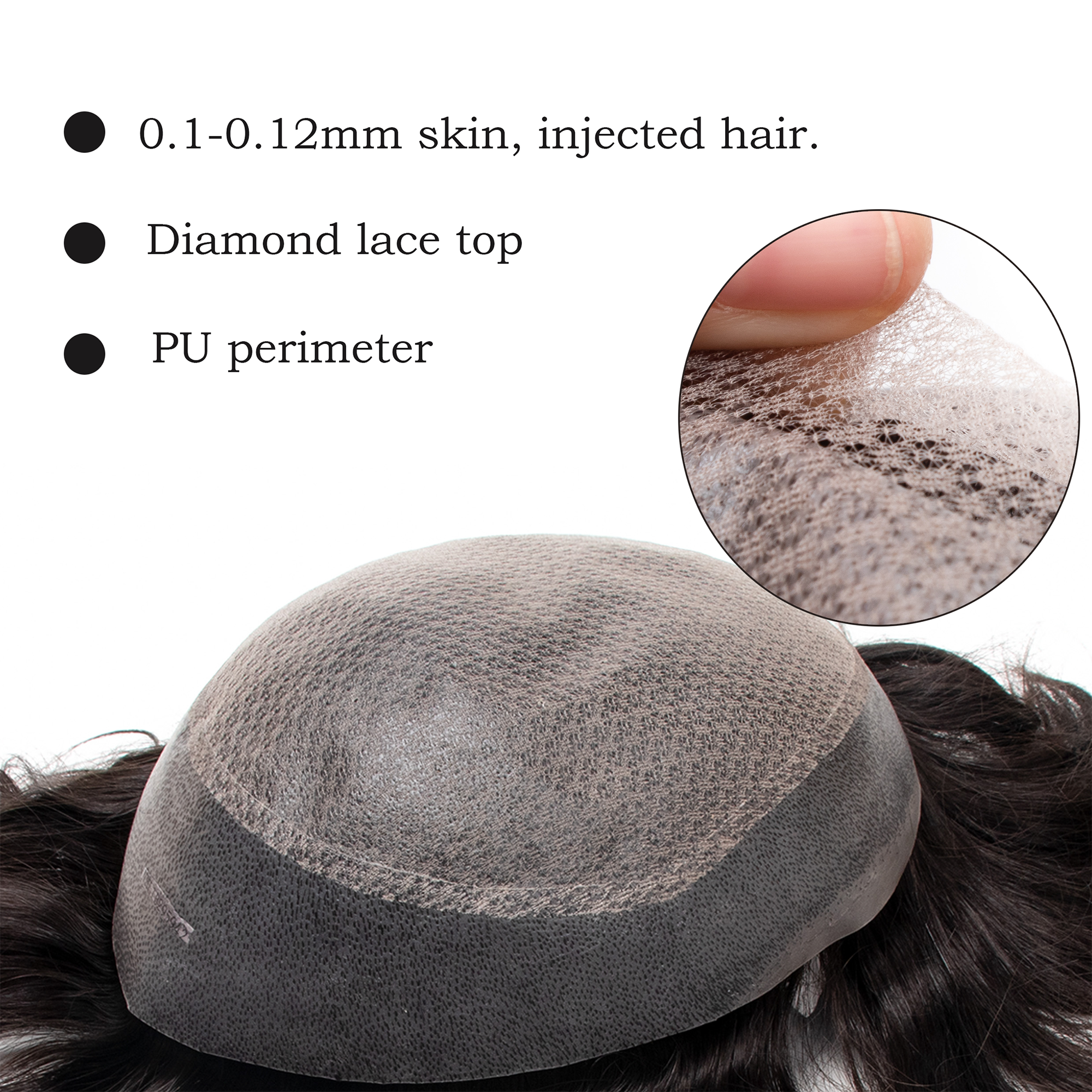GEXWIGS M-Lace Men's Hairpiece Injection Skin Diamond Lace Center Toupee | M-Lace.